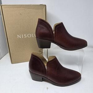 Nisolo Ankle Boots Womens Size 6.5 Auburn Brown Leather Booties Shoes